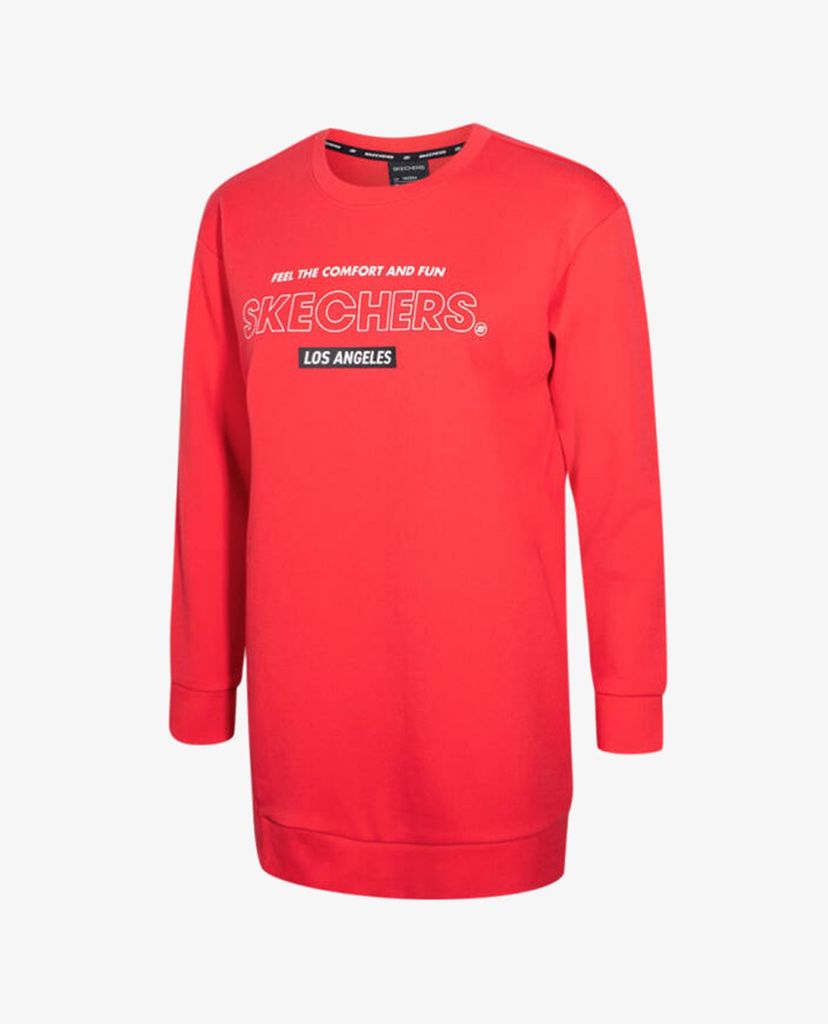 SKECHERS - Áo sweatshirt nữ phom dài hiện đại