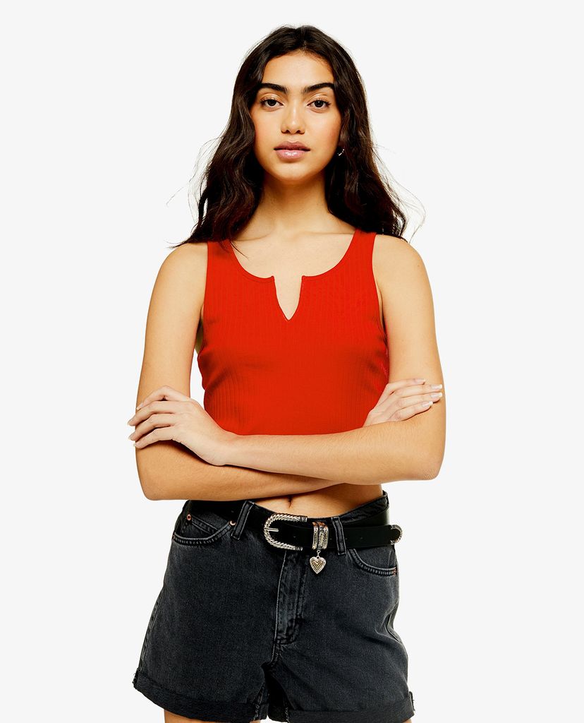 TOPSHOP - Áo kiểu nữ croptop sát nách Red Notch Vest