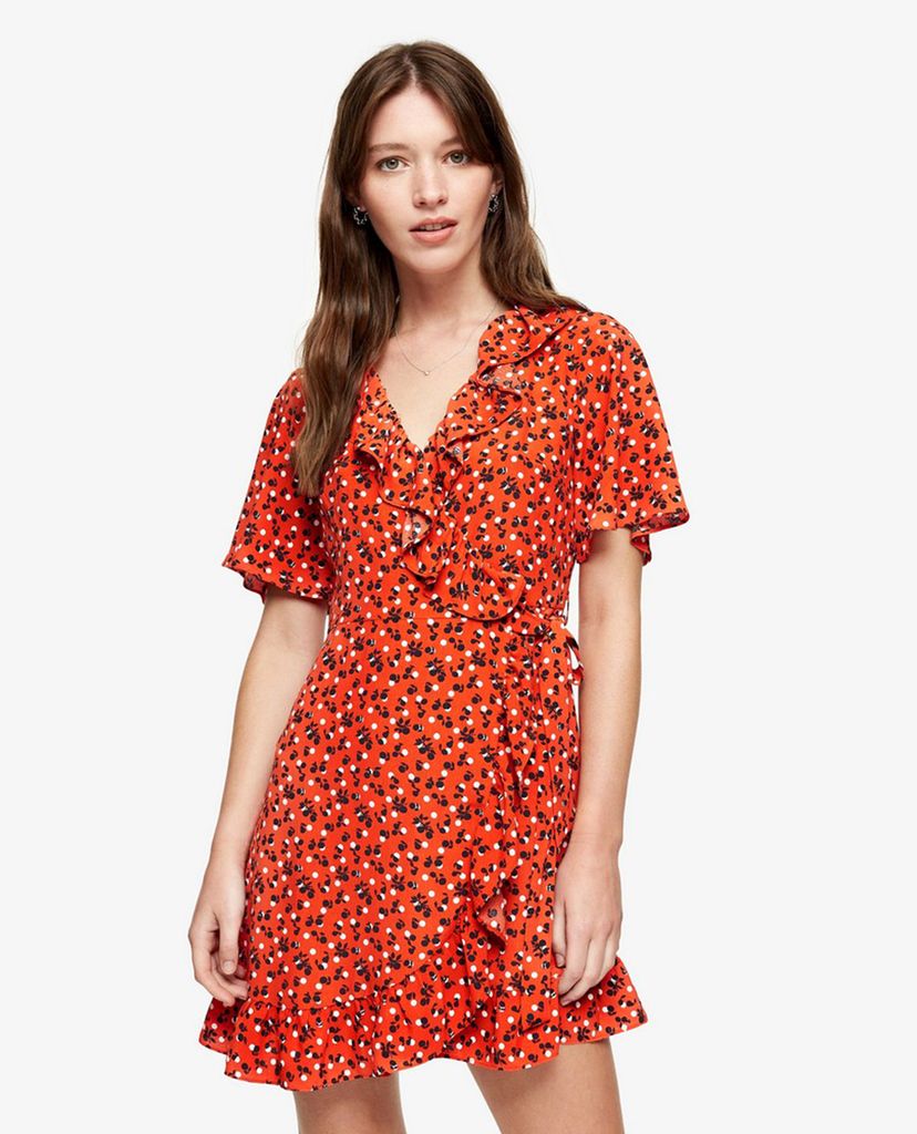 TOPSHOP - Đầm mini cổ V tay ngắn phối bèo thời trang