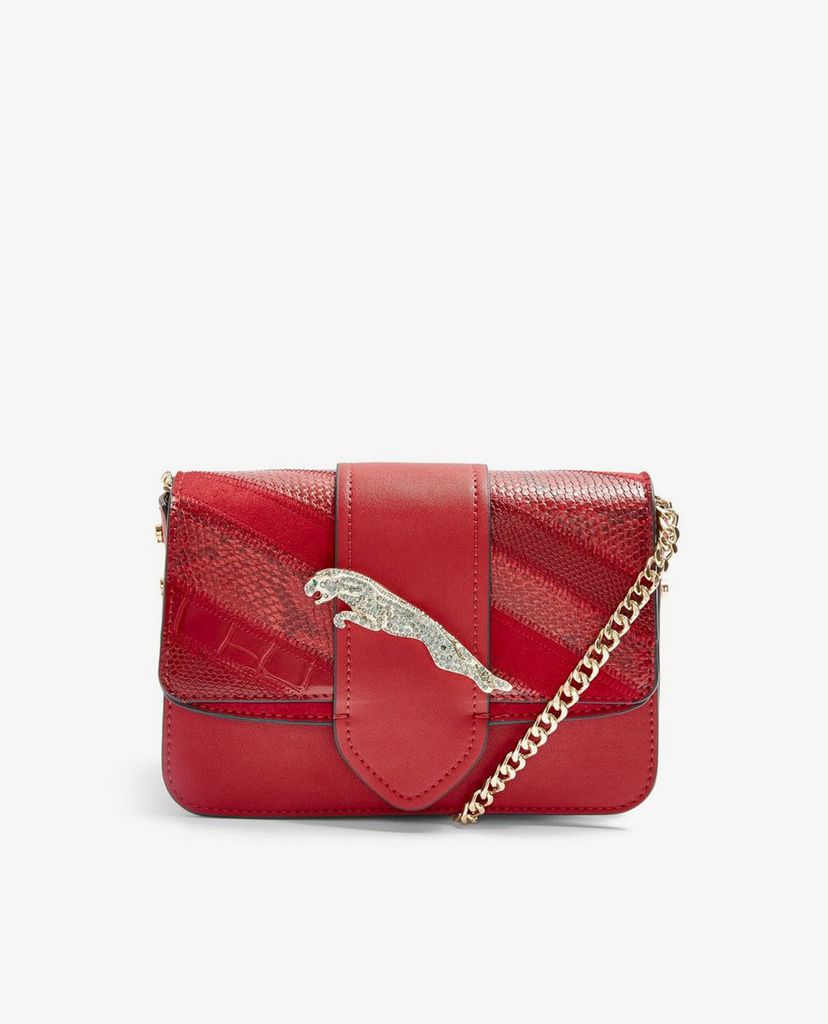 TOPSHOP - Túi đeo chéo nữ chữ nhật LEAP Red Leopard