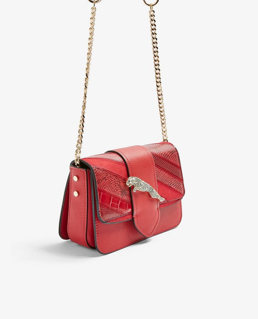 TOPSHOP - Túi đeo chéo nữ chữ nhật LEAP Red Leopard