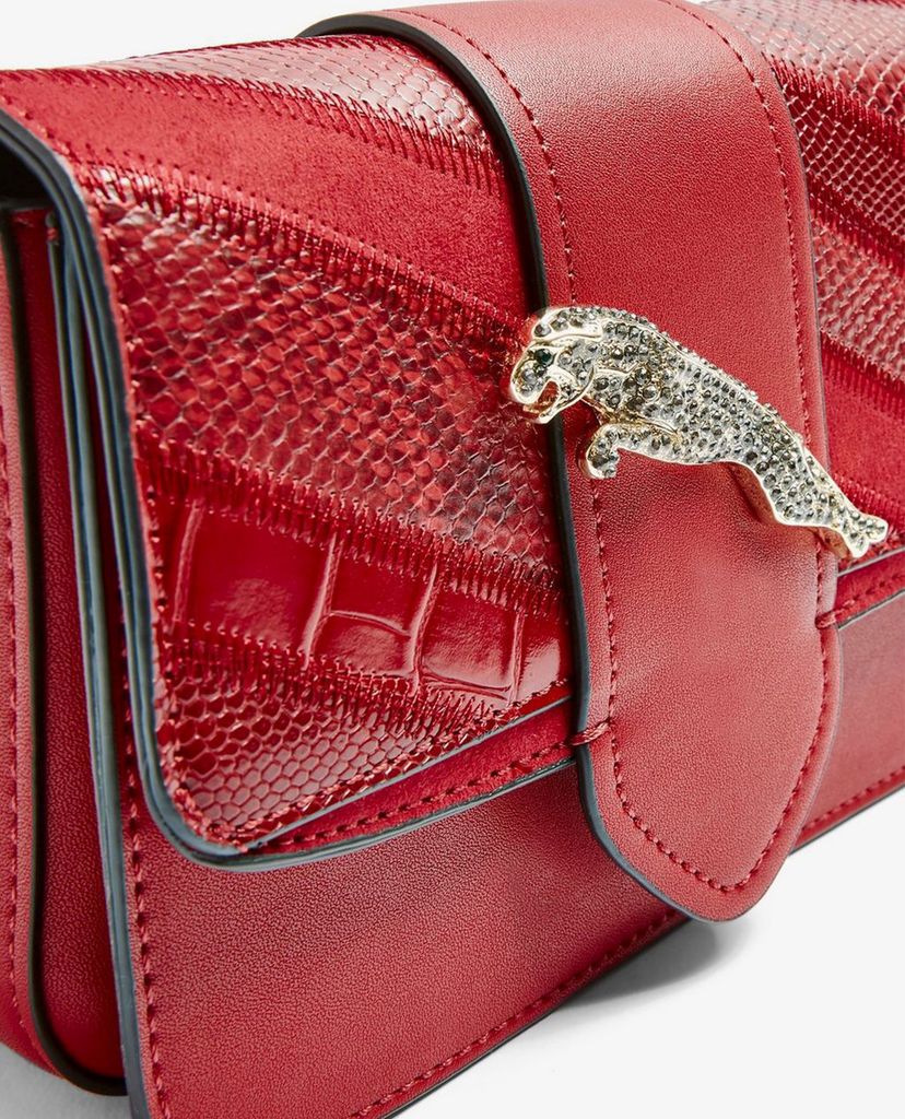 TOPSHOP - Túi đeo chéo nữ chữ nhật LEAP Red Leopard