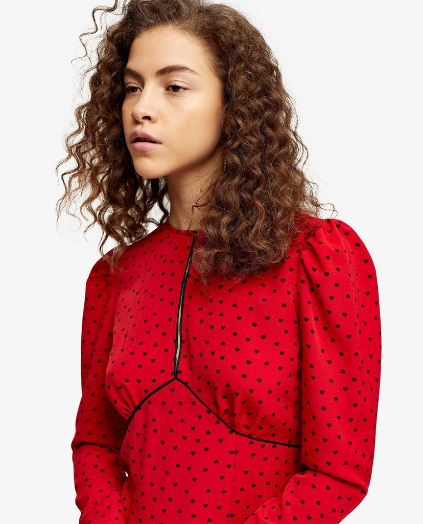 TOPSHOP - Đầm mini cổ tròn tay dài PETITE Piped Keyhole