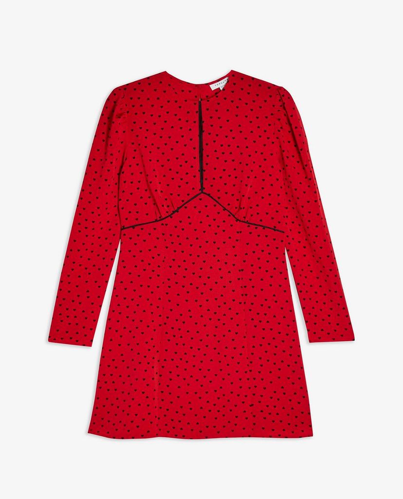TOPSHOP - Đầm mini cổ tròn tay dài PETITE Piped Keyhole