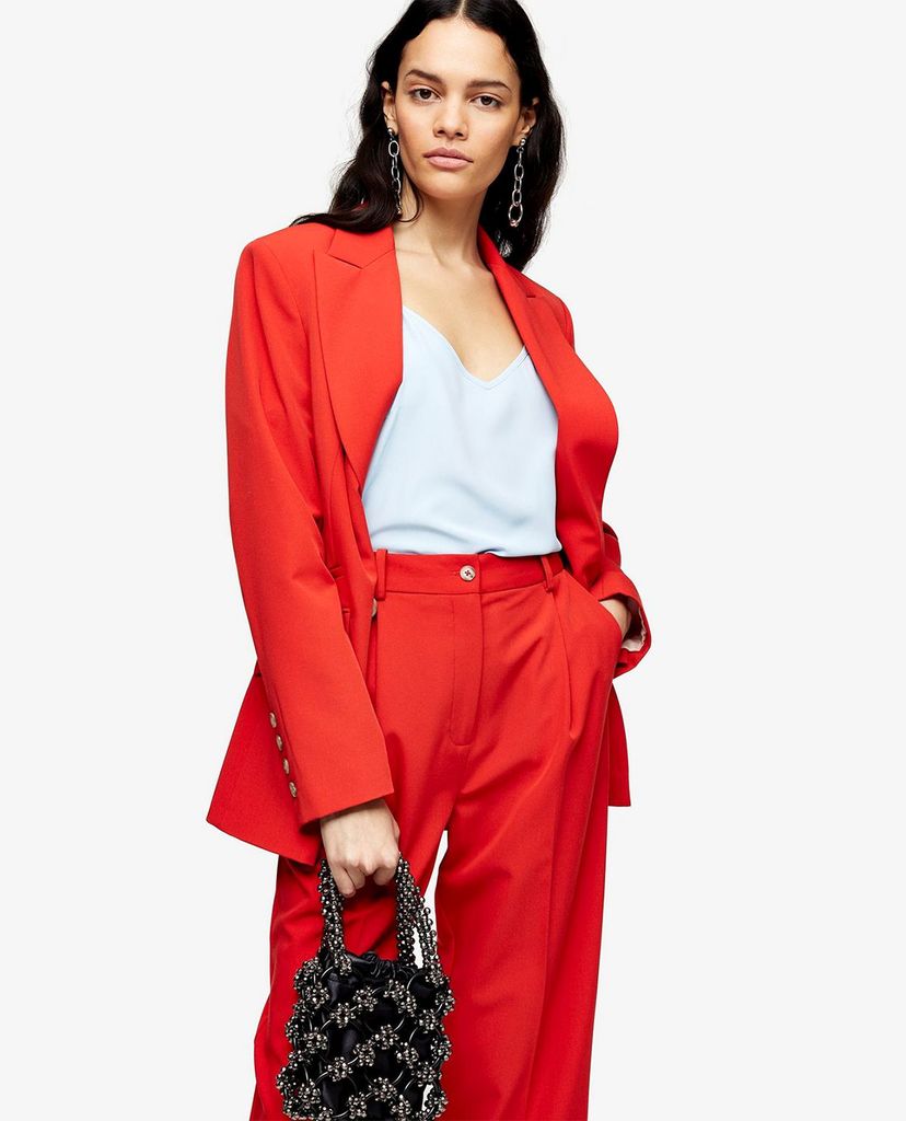 TOPSHOP - Quần kiểu nữ lưng cao phom suông Red Suit