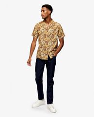 TOPMAN - Áo sơ mi nam tay ngắn cổ gập Paisley Floral Print