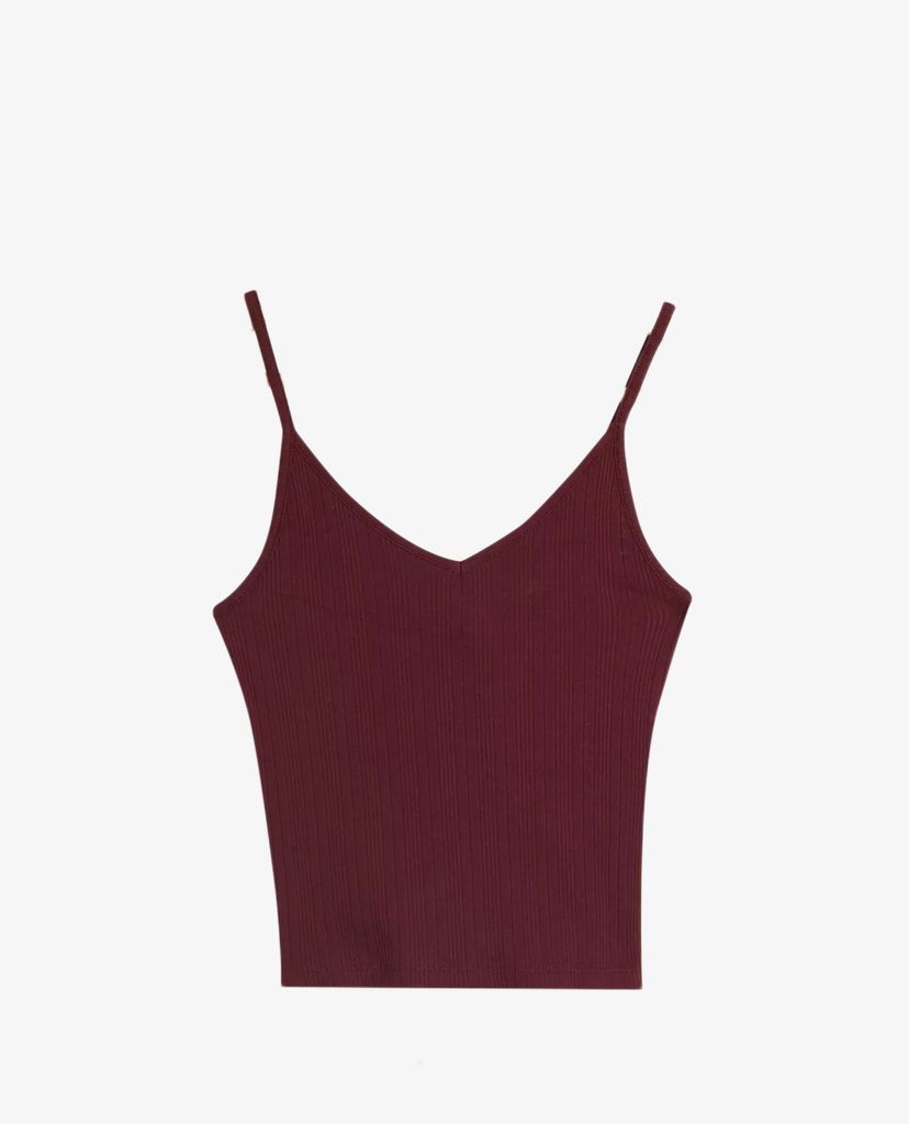 TOPSHOP - Áo hai dây nữ Burgundy Ribbed