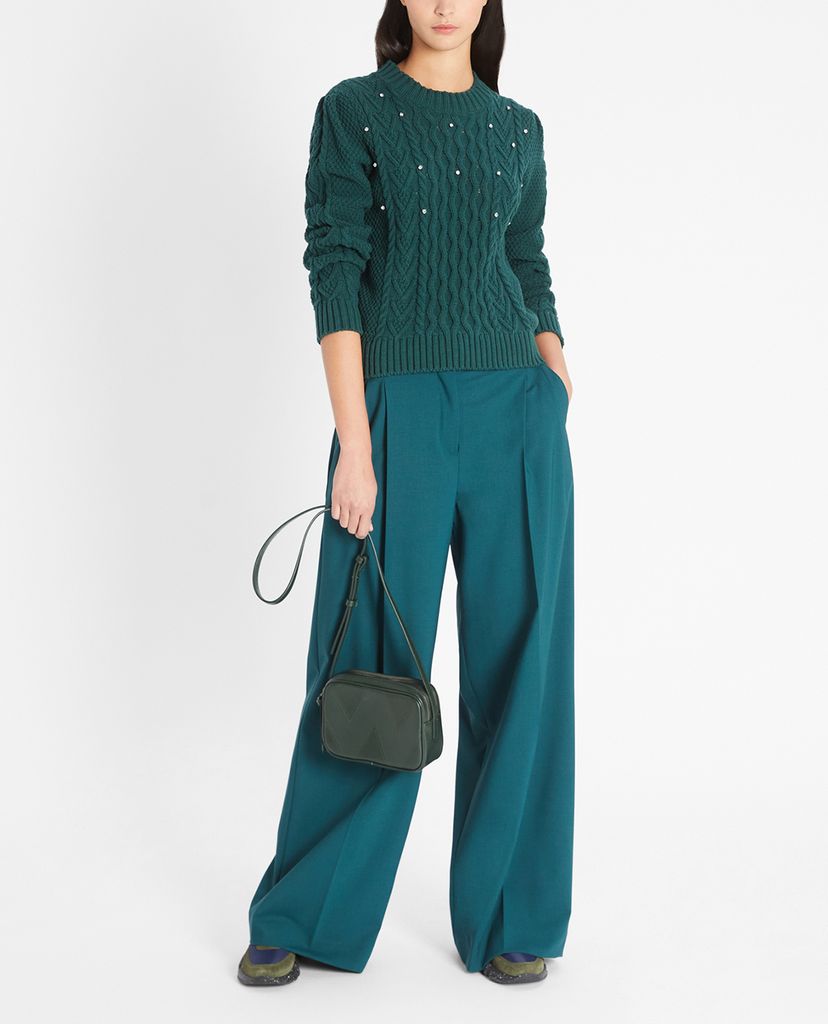 WEEKEND MAX MARA - Áo len nữ phom suông đính đá Cotton Cordonnet