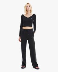 PUMA - Áo croptop nữ cổ V tay dài Classics Ribbed Cropped
