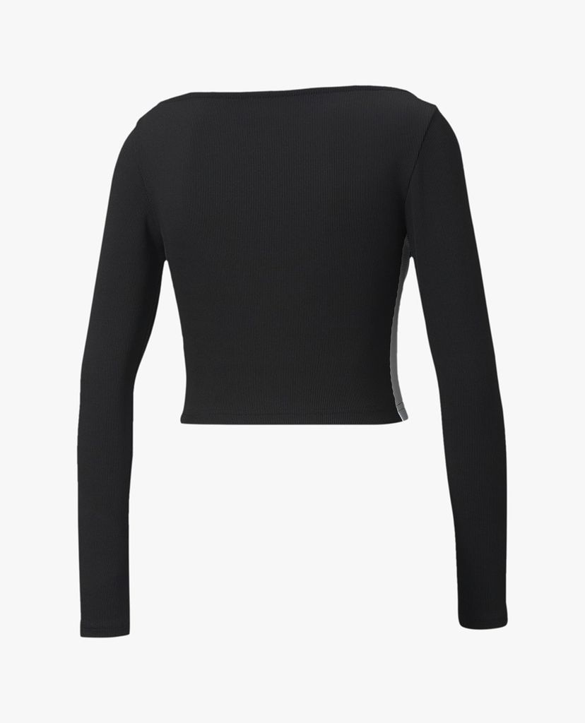 PUMA - Áo croptop nữ cổ V tay dài Classics Ribbed Cropped