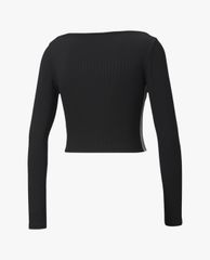 PUMA - Áo croptop nữ cổ V tay dài Classics Ribbed Cropped