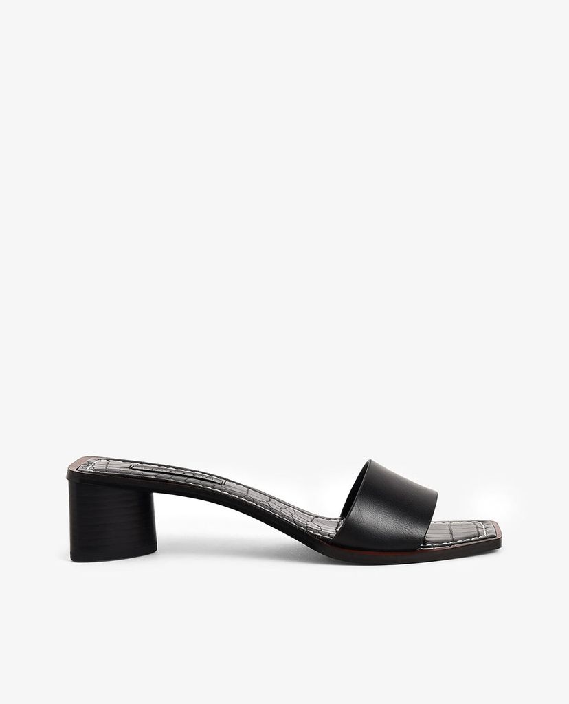 CHARLES & KEITH - Giày cao gót quai ngang Croc Effect Clear Strap Mules