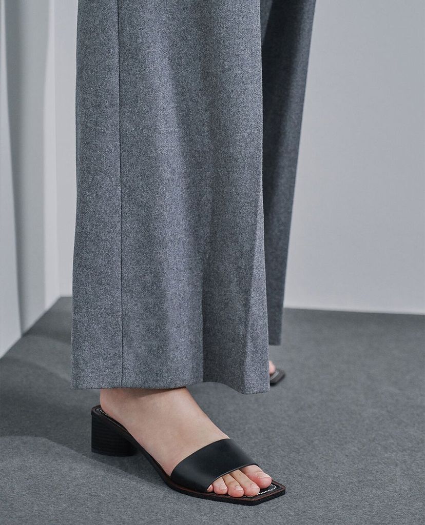 CHARLES & KEITH - Giày cao gót quai ngang Croc Effect Clear Strap Mules