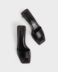CHARLES & KEITH - Giày cao gót quai ngang Croc Effect Clear Strap Mules