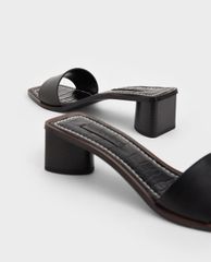 CHARLES & KEITH - Giày cao gót quai ngang Croc Effect Clear Strap Mules