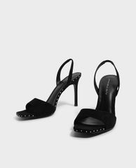 CHARLES & KEITH - Giày cao gót hở mũi Embellished Square Toe