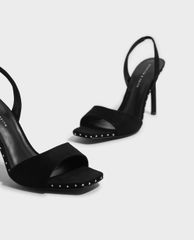 CHARLES & KEITH - Giày cao gót hở mũi Embellished Square Toe