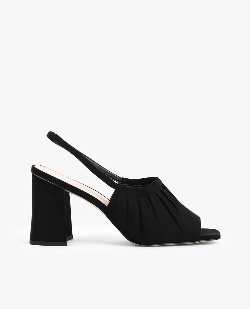 CHARLES & KEITH - Giày cao gót hở mũi Ruched Textured Slingback