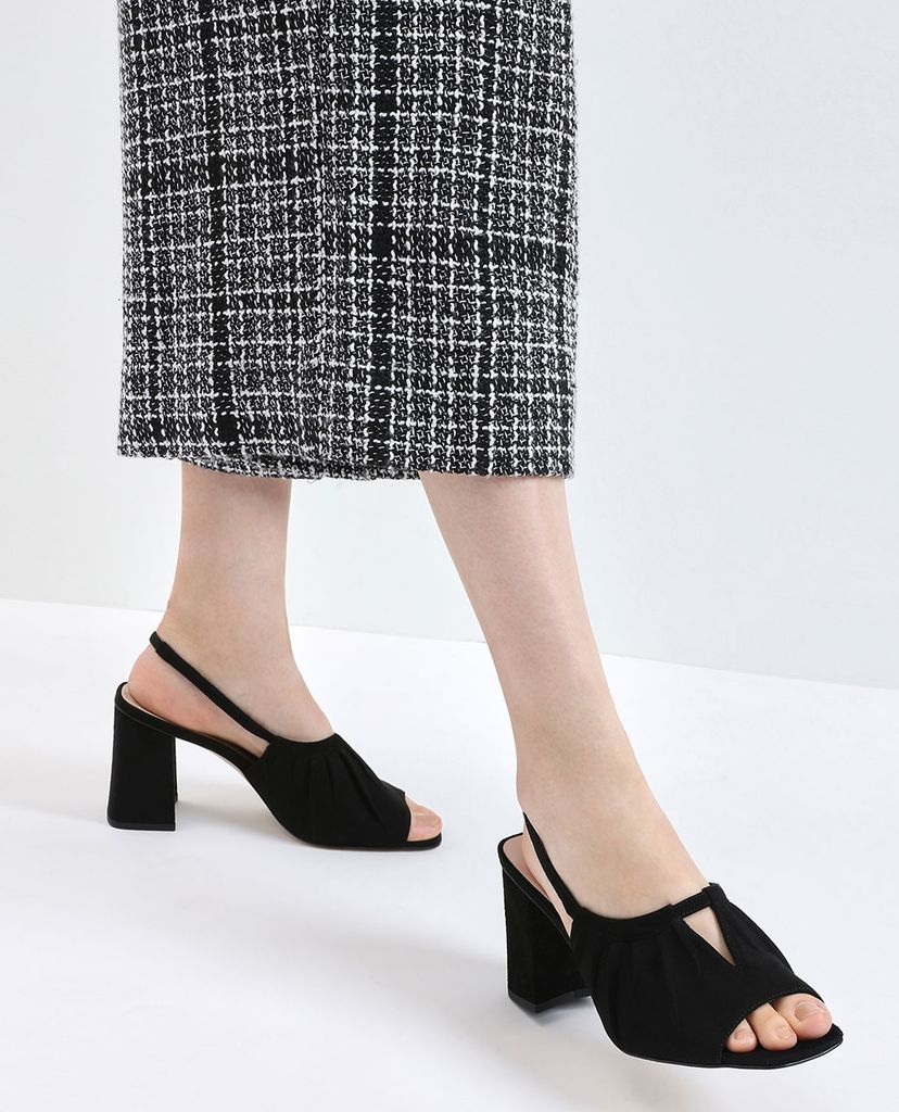 CHARLES & KEITH - Giày cao gót hở mũi Ruched Textured Slingback