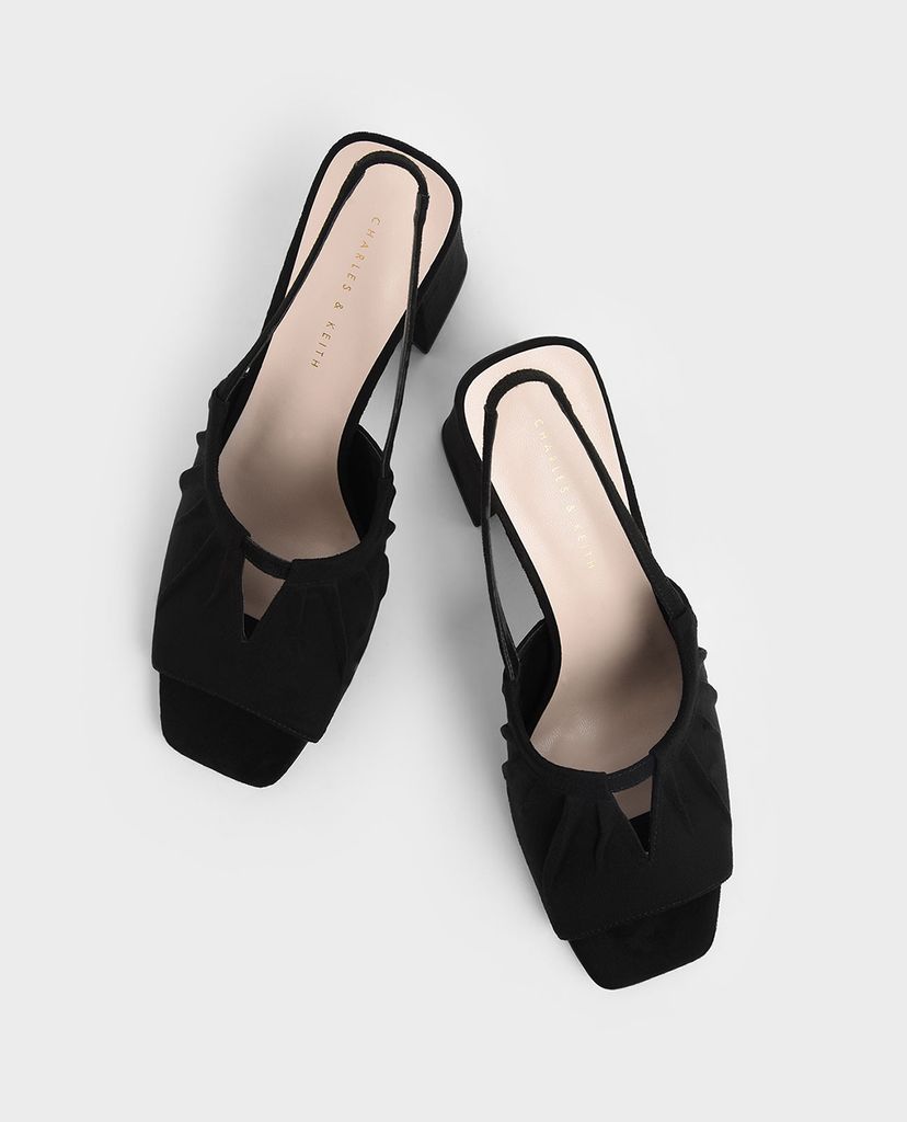 CHARLES & KEITH - Giày cao gót hở mũi Ruched Textured Slingback