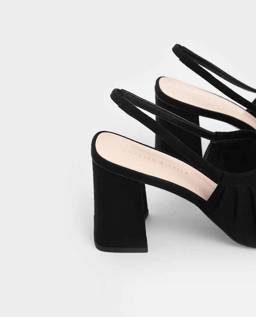 CHARLES & KEITH - Giày cao gót hở mũi Ruched Textured Slingback