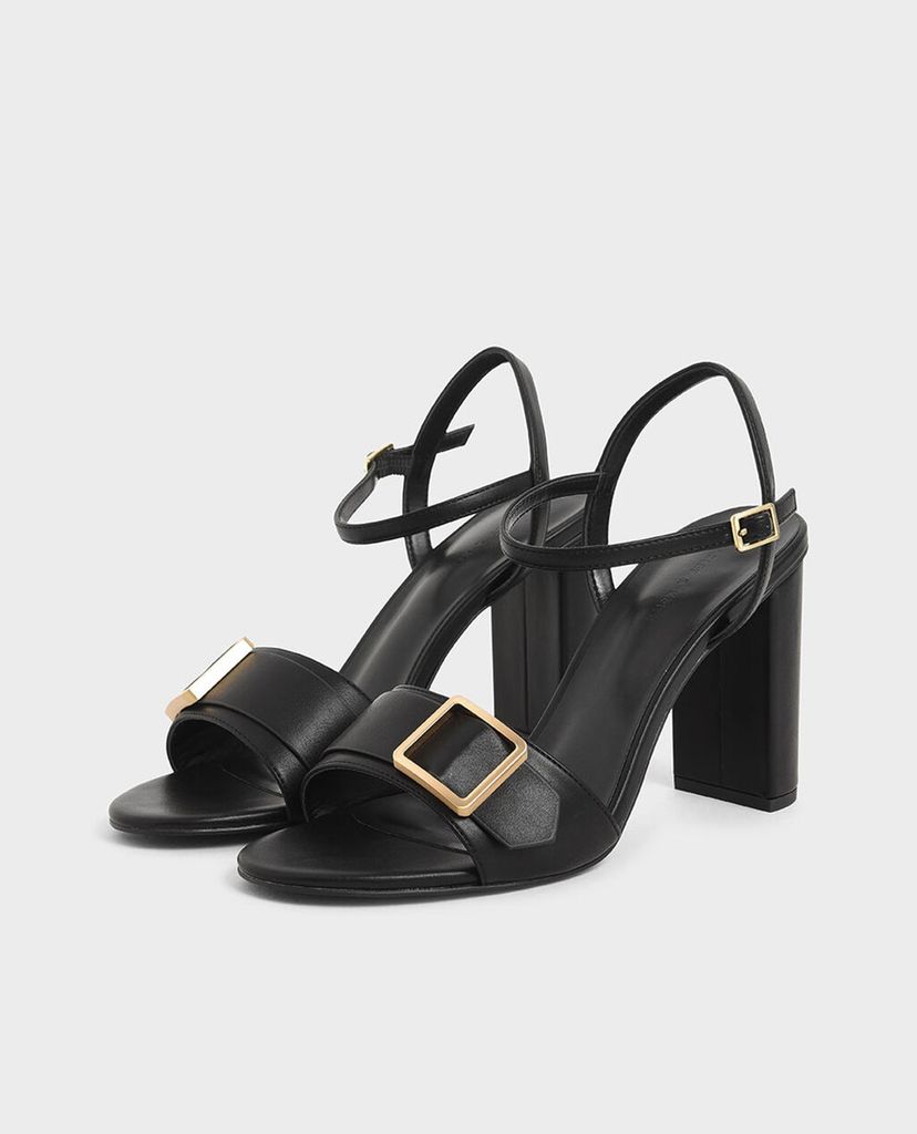 CHARLES & KEITH - Giày sandals cao gót Frame Buckle Chunky