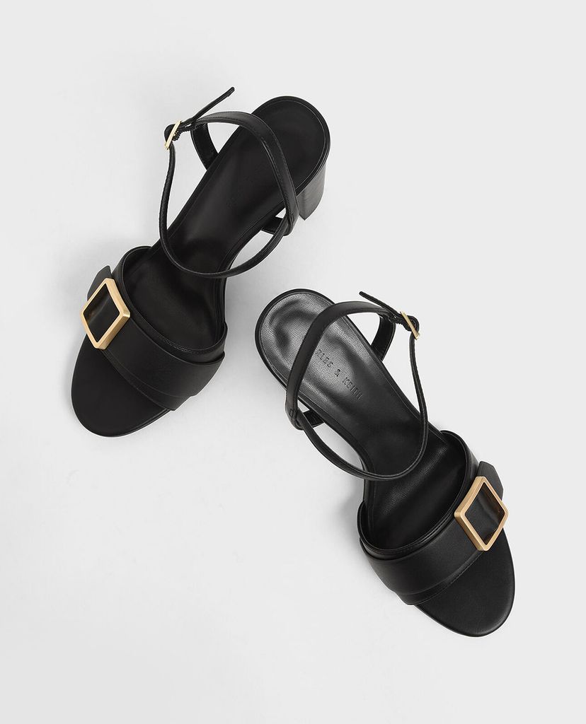 CHARLES & KEITH - Giày sandals cao gót Frame Buckle Chunky