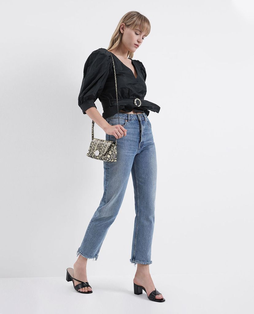 CHARLES & KEITH - Giày cao gót đế trụ Asymmetric Strap