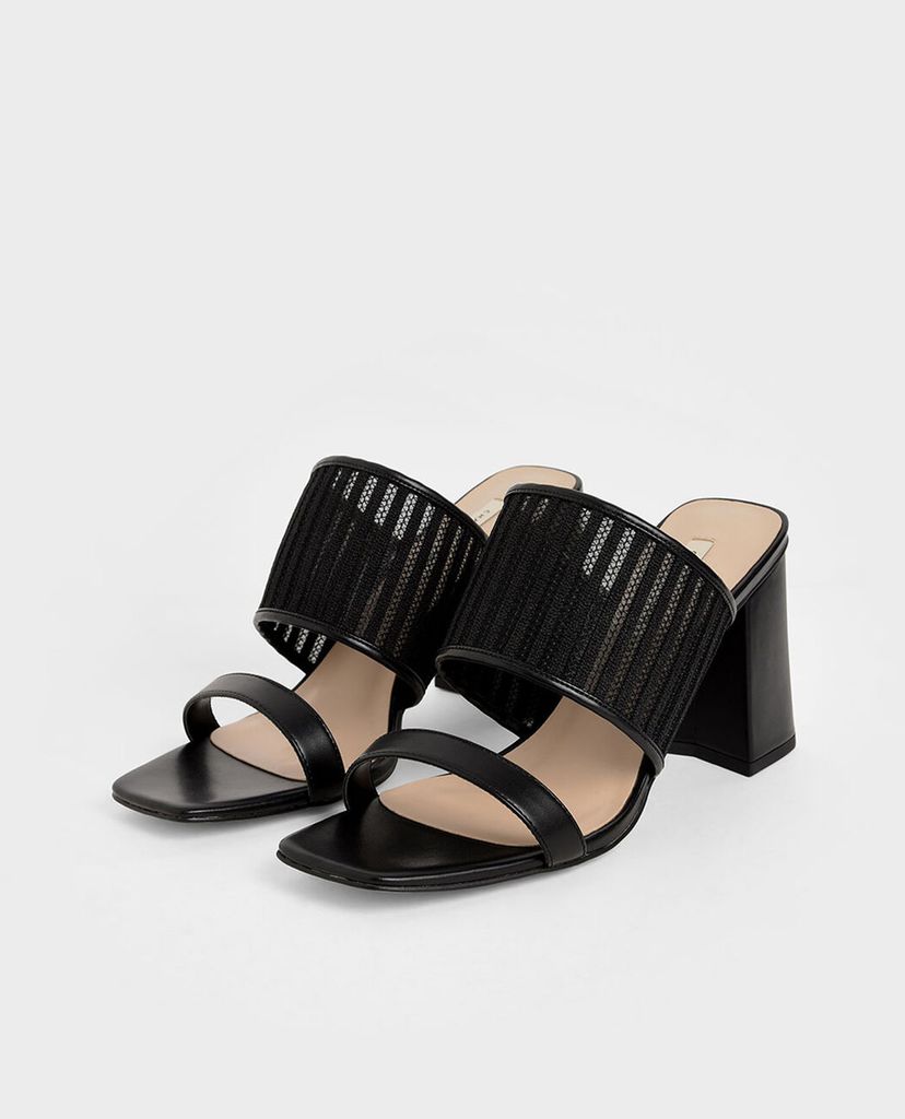 CHARLES & KEITH - Giày cao gót quai ngang đế trụ Mesh Strap