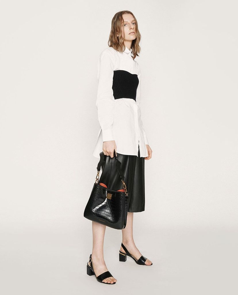CHARLES & KEITH - Giày cao gót đế vuông Slingback Block