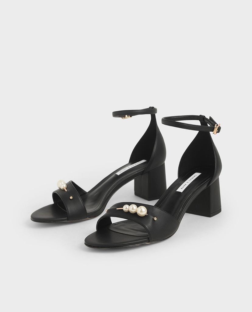 CHARLES & KEITH - Giày sandals cao gót Embellished Block