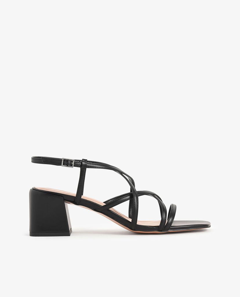 CHARLES & KEITH - Giày sandal cao gót Metallic Criss Cross Block