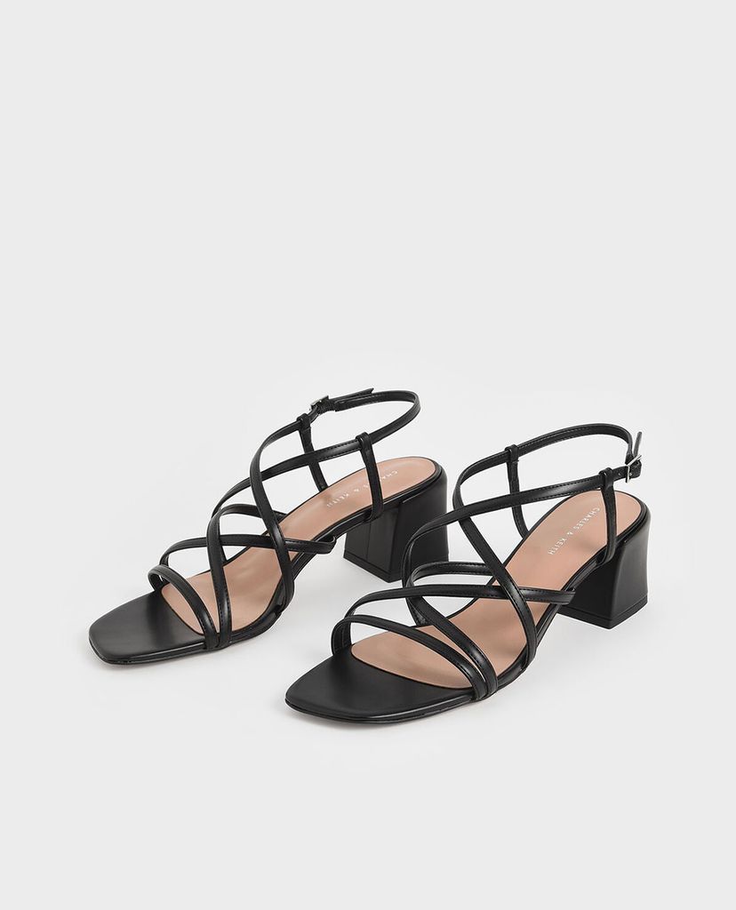 CHARLES & KEITH - Giày sandal cao gót Metallic Criss Cross Block