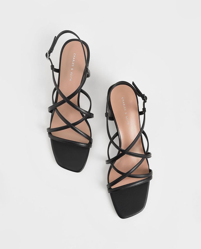 CHARLES & KEITH - Giày sandal cao gót Metallic Criss Cross Block