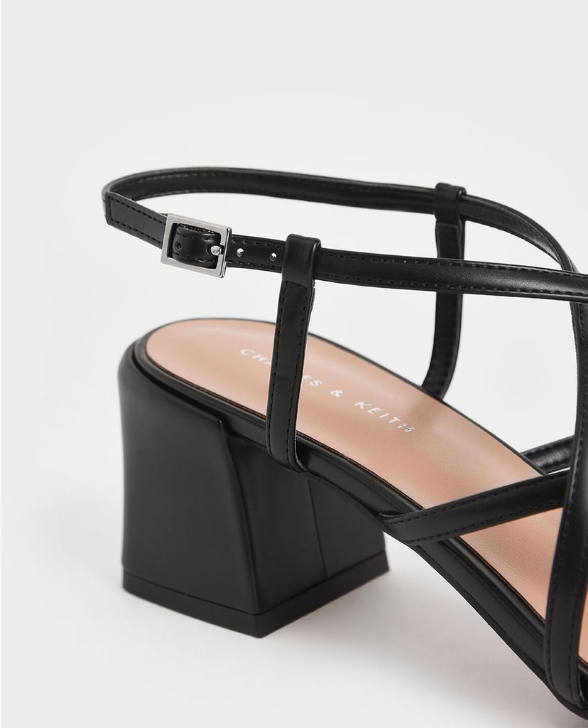 CHARLES & KEITH - Giày sandal cao gót Metallic Criss Cross Block