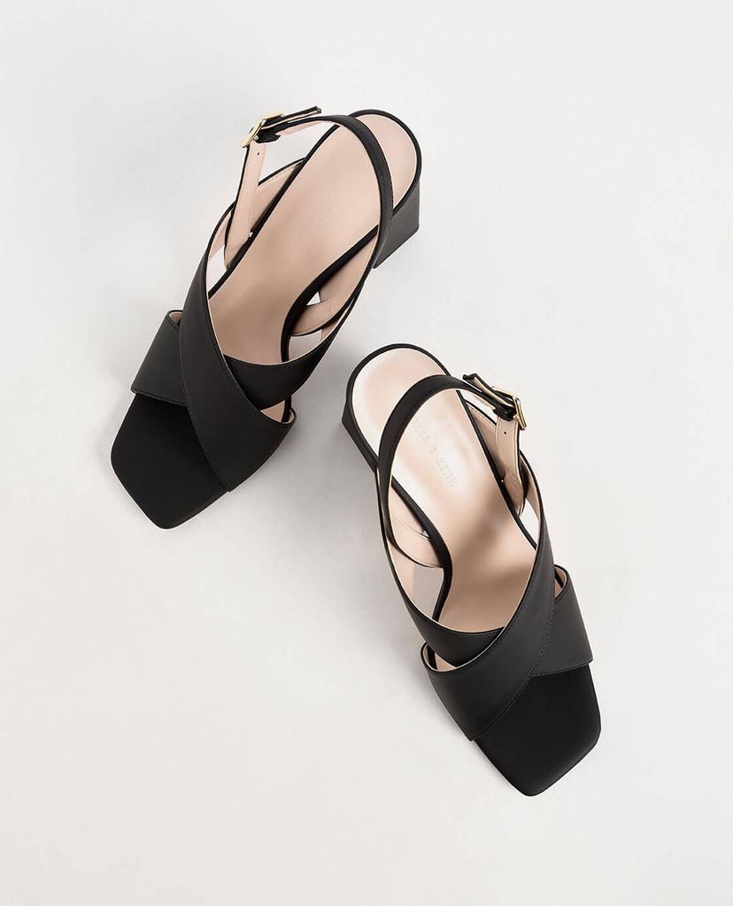 CHARLES & KEITH - Giày sandal cao gót hở mũi Criss Cross Slingback