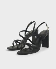 CHARLES & KEITH - Giày cao gót sandal quai chéo đế vuông Slingback