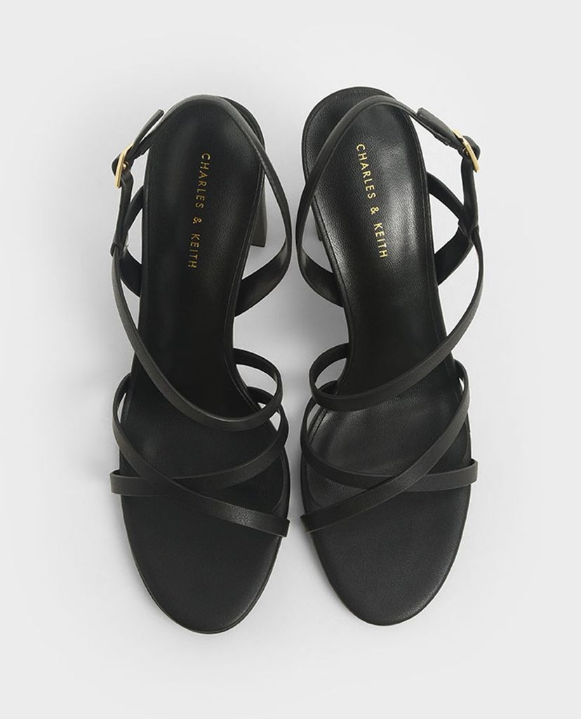 CHARLES & KEITH - Giày cao gót sandal quai chéo đế vuông Slingback