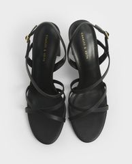 CHARLES & KEITH - Giày cao gót sandal quai chéo đế vuông Slingback
