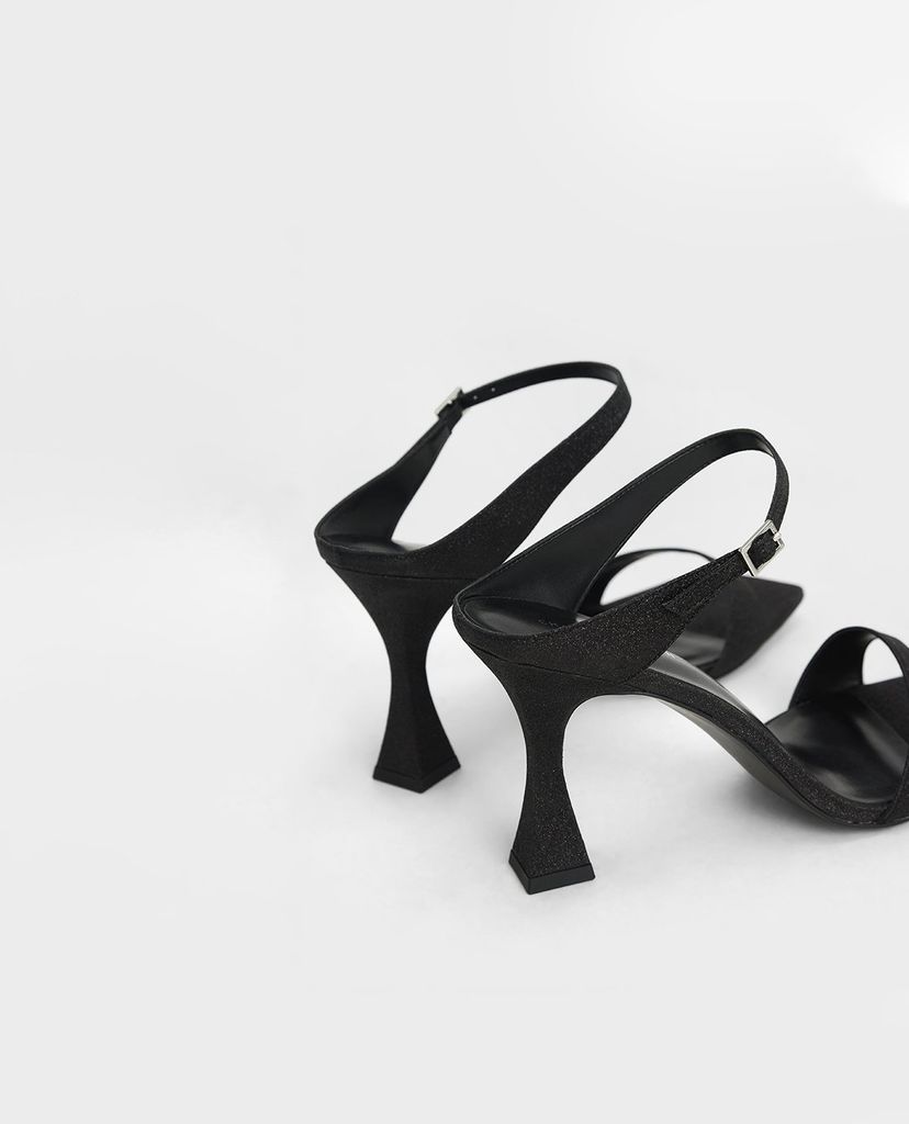 CHARLES & KEITH - Giày cao gót quai ngang Glitter Sculptural
