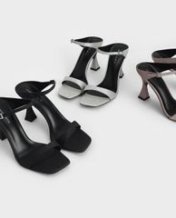 CHARLES & KEITH - Giày cao gót quai ngang Glitter Sculptural