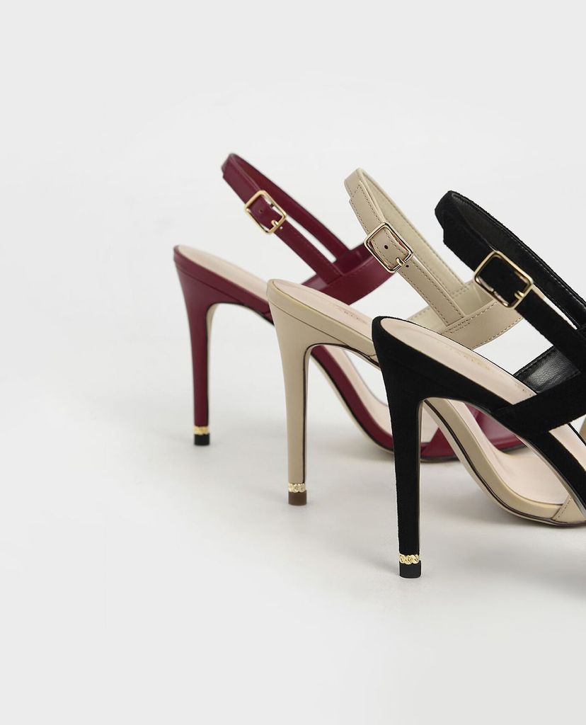 CHARLES & KEITH - Giày cao gót quai ngang Textured Ankle Strap