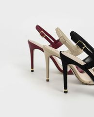CHARLES & KEITH - Giày cao gót quai ngang Textured Ankle Strap