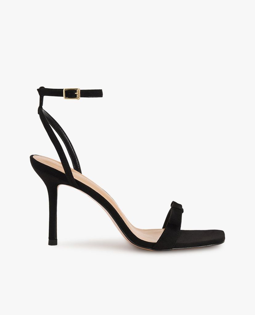 CHARLES & KEITH - Giày cao gót sandals Textured Bow Ankle Strap