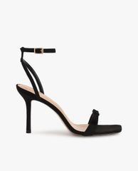 CHARLES & KEITH - Giày cao gót sandals Textured Bow Ankle Strap