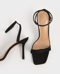 CHARLES & KEITH - Giày cao gót sandals Textured Bow Ankle Strap