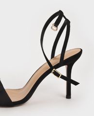 CHARLES & KEITH - Giày cao gót sandals Textured Bow Ankle Strap