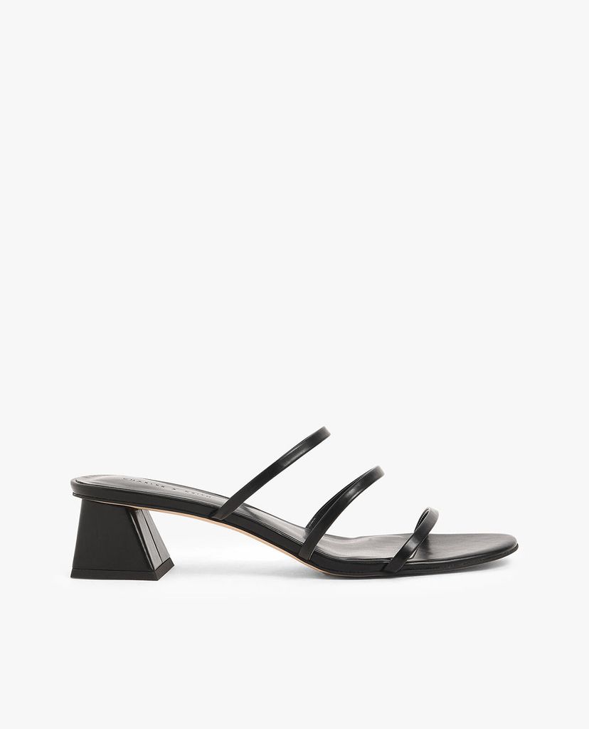 CHARLES & KEITH - Giày sandals cao gót đế vuông Triple Strap