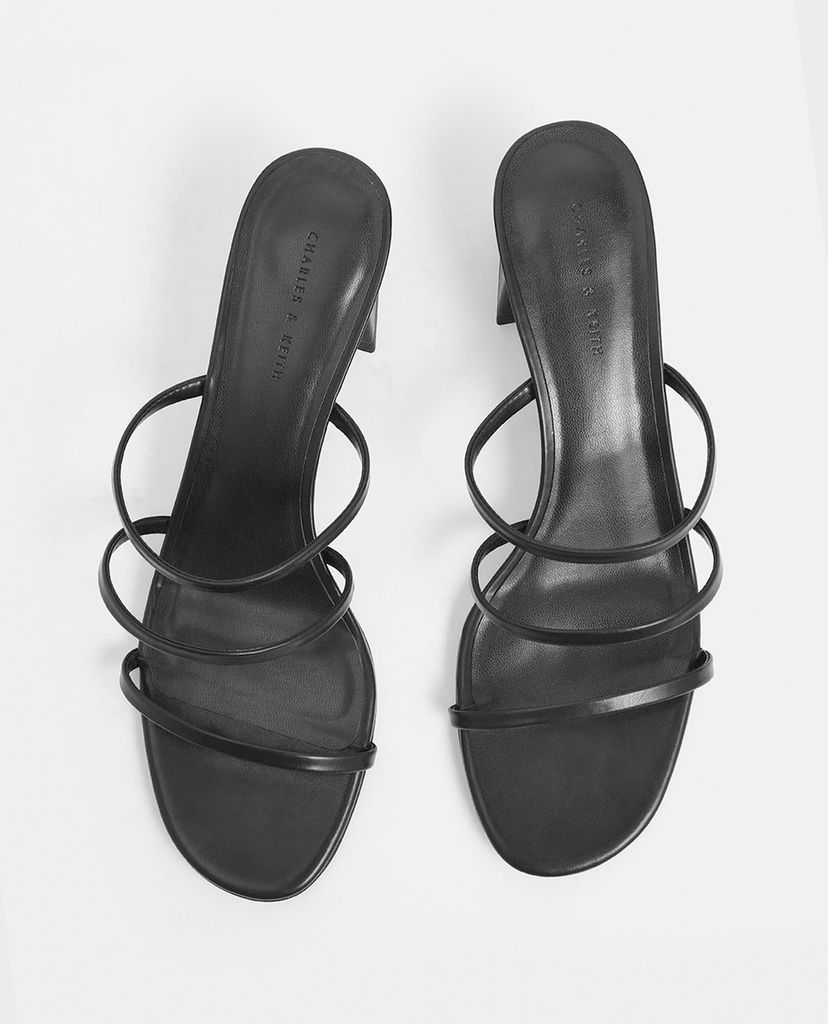 CHARLES & KEITH - Giày sandals cao gót đế vuông Triple Strap