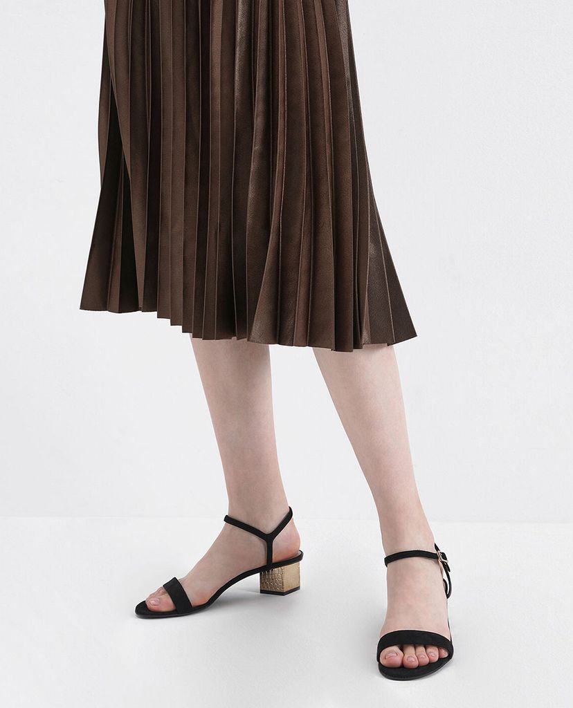 CHARLES & KEITH - Giày sandals cao gót đế vuông Sculptural Chrome